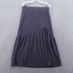 Z Supply Womens Rayon Knit Maxi Skirt Medium Gray Tiered Long‎ Slit Pull On